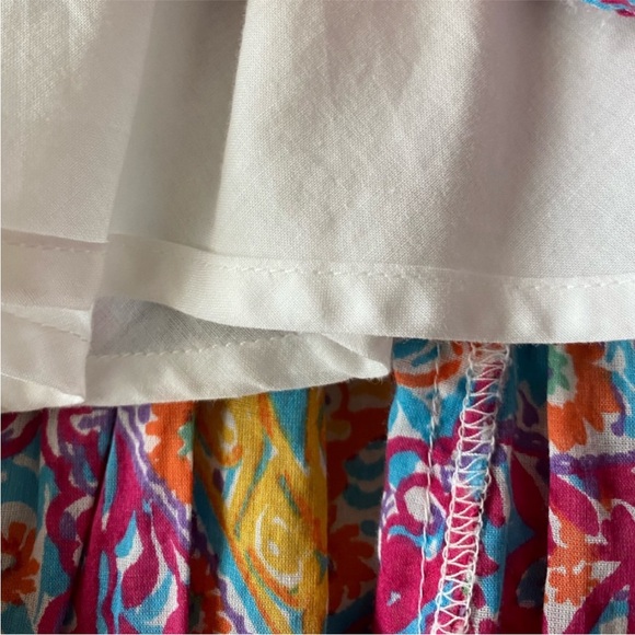 Lauren Ralph Lauren Red/Blue/Mulit-color Paisley Tiered Cotton Maxi Skirt. MED. - Picture 9 of 11